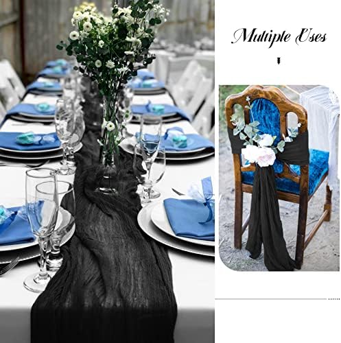 6 Pack Black Cheesecloth Table Runner, Extra Wide 35x120 Inch