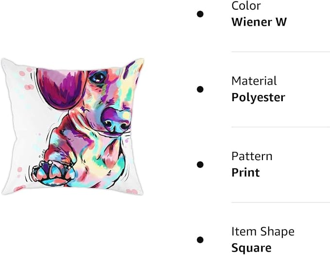 Cute Pet Wiener Dog Pattern Throw Pillow Covers Polyester Cushion Cover Pillowcases Sofa Home Decor 18"x 18"Inch (45 x 45cm)