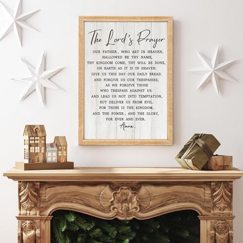 The Lord’s Player Rustic Bible Verse Framed Wall Art, 11''×16'' Narrow Positive Religious Christian Saying Sign for God Jesus Christ Prayer, Vintage Holy Inspirational Catholic Scripture Decor