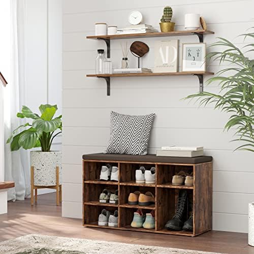 DINZI LVJ Long Wall Shelves, 39.4Inch Wooden Wall Mounted Shelves, Set of 2