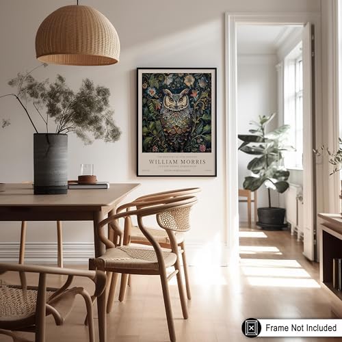 Poster Master Owl Print - William Morris Poster - Botanical Illustration - Floral Exhibition Wall Design - Flower & Animal Artwork - Aesthetic Office, Living Room or Bedroom Decor - 8x10 UNFRAMED Wall Art