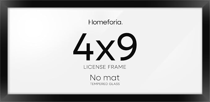 Homeforia 4x9 Black Business License Frame, High-End Metal, Glass