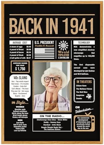 Personalized 84th Birthday Party Decorations Men, Women, Him, Her - Custom Gifts Idea For 84 Years Old, Back In The Year You Born Newspaper For 84th Birthday Poster No Frame Black Gold