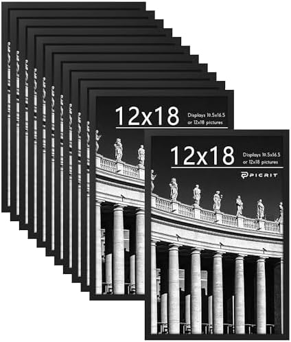 Picrit 12x18 Picture Frame Set of 12, Modern Gallery Wall Frames, Black