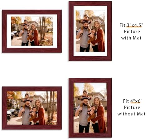 Picrit 4x6 Picture Frame Set of 12, Gallery Wall Frames, Dark Red Wood