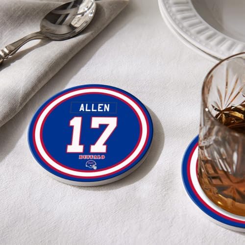 Bill Coasters for Drinks, Buffalo Ceramic Coasters Set of 6, Bill Gifts for Men Women Home Decor