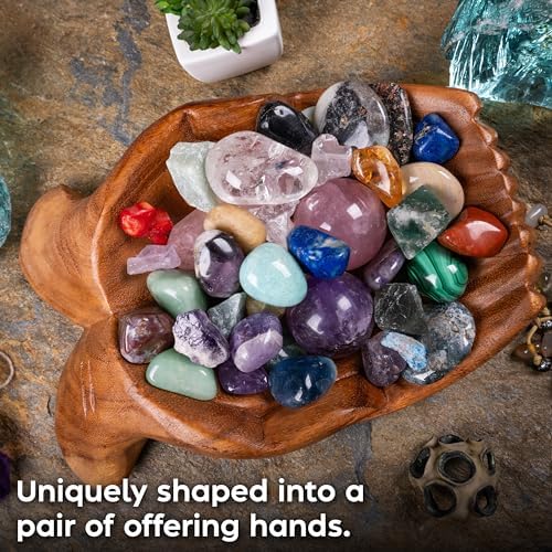 Wooden Hands Bowl, Crystal Display, Rock Display, Natural, Large