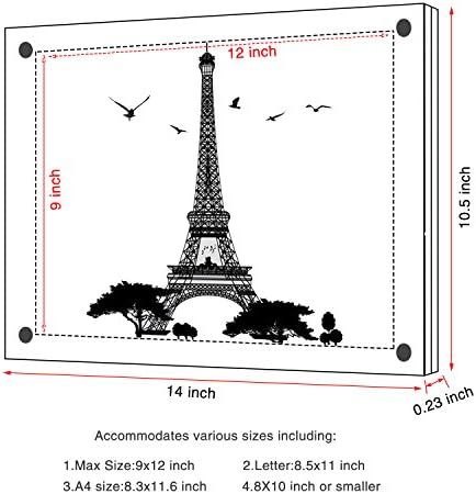 AMEITECH Acrylic Floating Picture Frame, 11x14 Double Panel Clear Wall Mount Document Certificate Frames (Inner Max Size is 9 x12.5 inch)