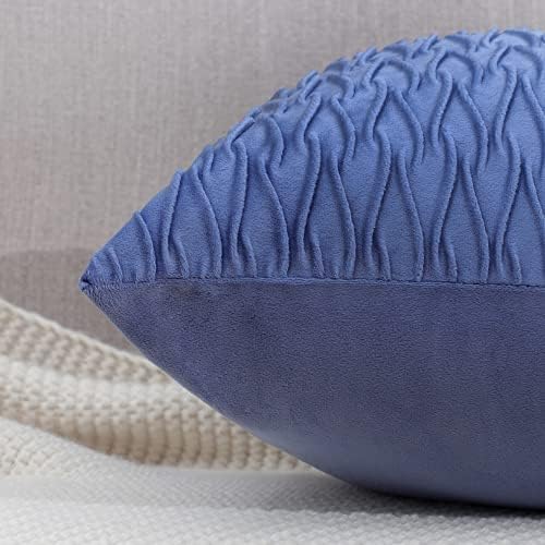 MADIZZ Set of 2 Super Soft Velvet Decorative Throw Pillow Covers 24x24 inch Royal Blue Square with Texture Luxury Style Cushion Case European Pillow Shell for Sofa Bedroom