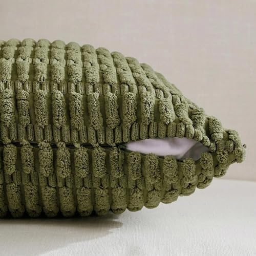 Fancy Homi 4 Packs Decorative Throw Pillow Covers for Living Room Couch Bed, Modern Farmhouse Boho Home Décor Accent Cushion Case, 24" x 24", Moss Green