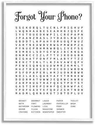 Stupell Industries Phone Crossword Puzzle Bathroom Word Design 11 x 14 | Stupell Industries · By Lettered and Lined · Ready to hang · Great for bath or laundry spaces · Made in USA