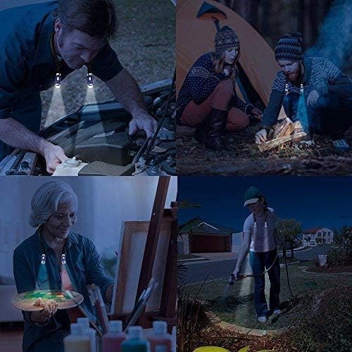 Rechargeable LED Book Light, Neck Hug Light Reading Lamp Relaxed Reading in Bed, 3 Brightness Levels, 2 Flexible Soft Silicone Arms Comfortable Wear. Perfect for Bookworms & Crafts, Blue