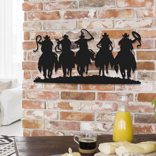 Zonon Western Cowboy Wall Decor Metal Cowboy Sign, Black | Cowboy Silhouette Metal Sign, Metal Art Western Three Riders, Hanging Western Decor for Home Speakeasy Indoor Bedroom