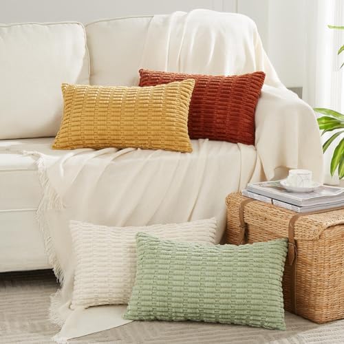 Fancy Homi 4 Packs Decorative Throw Pillow Covers for Living Room Couch Bed, Modern Farmhouse Boho Home Décor Accent Cushion Case, 24" x 14", Fall