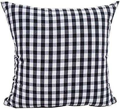 HOPLEE Black Throw Pillow Covers Farmhouse Black and White Pillow Covers Buffalo Plaid Stripe and Gingham Design Set of 4