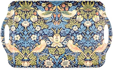 Pimpernel Morris & Co Strawberry Thief Blue Tray with Handles - Decorative Melamine Serving Tray for Afternoon Tea, Coffee Table Display, Garden Party Entertaining, Charcuterie Board, Gifting