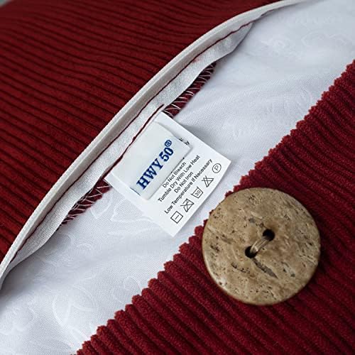HWY 50 Burgundy Red Chenille Throw Pillow Covers 22x22 Inch Buttons