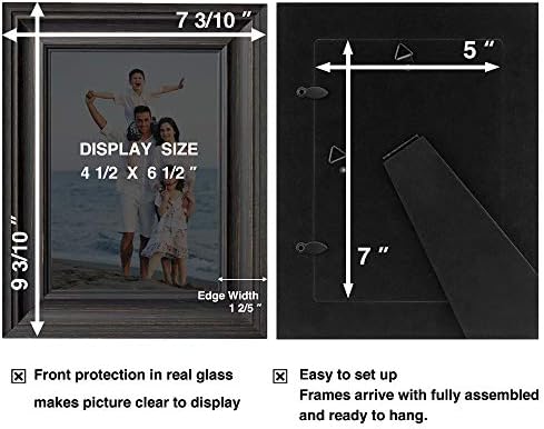 LaVie Home 5x7 Picture Frames (3 Pack, Assorted Colors) Rustic Wood Grain Photo Frame Set with High Definition Glass for Wall Mount & Table Top Display