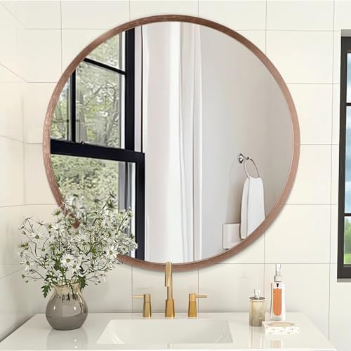 AOAOPQ Wall Modern Round Hanging Mirror Circle Frame Aluminum Alloy with Simple Tempered Glass Mirror for Bathroom Hallway Room Living Rose Gold