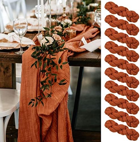 10 Pack Terracotta Cheesecloth Table Runner, Extra Wide 35x120 Inch
