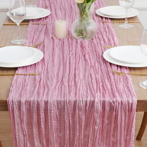 Asee'm Pink Cheesecloth Table Runner Fall 10FT Gauze Boho Wedding Decor