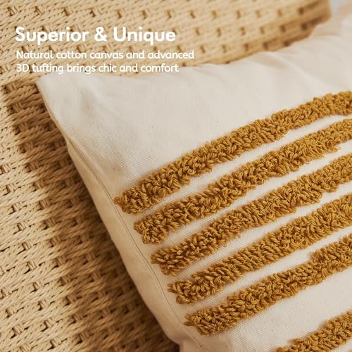 lifein 18x18 Pillow Covers-Throw Pillow Cover Tufted Boho Jacquard Pillow Covers Farmhouse Decorative Pillow Cover Pillow Cases for Gift Couch Sofa Bed Chair Living Room Home Decor