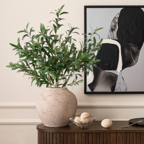 Leftover 5 Pcs 33.4'' Faux Olive Branches for Vase Realistic,Tall Faux Greenery for Vase,Fake Plants,Eucalyptus Stems,Faux Stems for Centerpieces Decoration,Home Decor,Table Decor(No Olive Fruit)