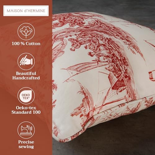 Maison d' Hermine Throw Pillow Covers 100% Cotton (20" x 20" - Pack of 1)