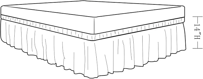 MEILA Wrap Around Elastic Bed Skirt for Queen & King Beds, 14" Drop,White | Three-Side Adjustable Elastic Dust Ruffle, Ruffled Polyester Fabric, Easy to Install, Fade Resistant & Machine Washable