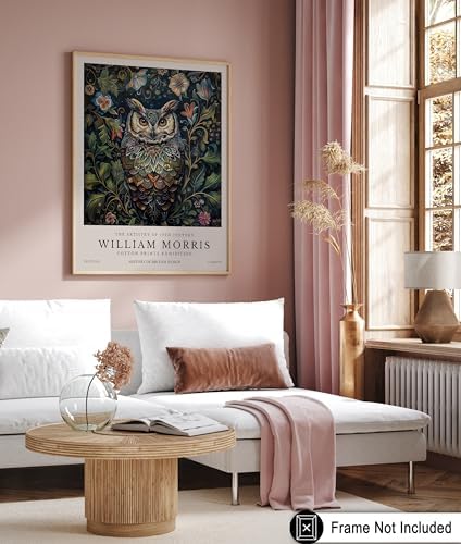 Poster Master Owl Print - William Morris Poster - Botanical Illustration - Floral Exhibition Wall Design - Flower & Animal Artwork - Aesthetic Office, Living Room or Bedroom Decor - 8x10 UNFRAMED Wall Art