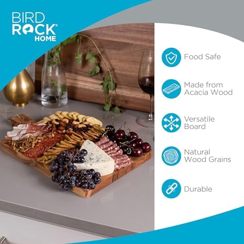 BIRDROCK HOME 16" Inlay Serving Board - Party Charcuterie Board for Appetizers Wood Food Kitchen Platter - Pizza Fruit Display - Espresso