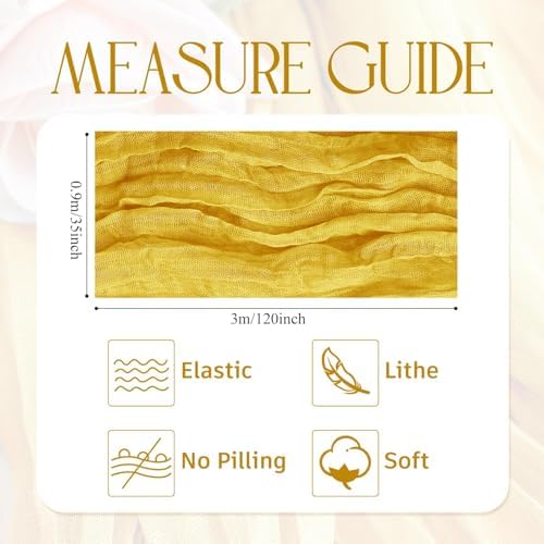 Wokceer Cheesecloth Table Runner Gold 10FT Boho Gauze Runner for Party