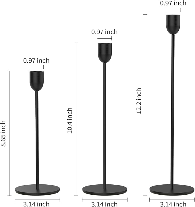 6PCS Black Tall Taper & Pillar Candle Candlestick Holder | Vintage Decor for Table, Wedding & Mantle, Fits Taper, Pillar & LED Candles, Ideal Centerpiece & Housewarming Gift
