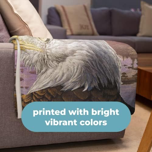 Dawhud Direct Eagle Fleece Throw Blanket, 50" x 60", Flying Eagle Print, Super Soft Plush, Unisex, Iii Eagle Clouds Color