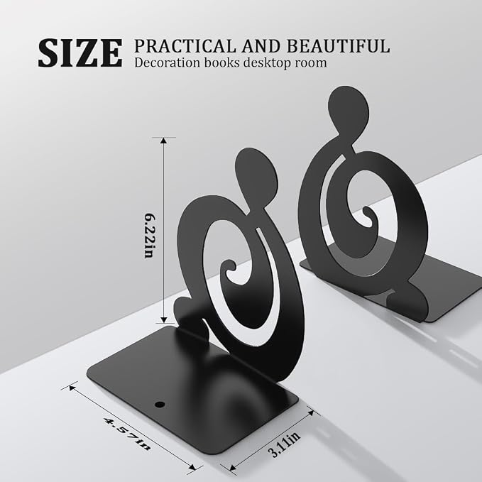 Book Ends, Black 2 Pair Metal BookEnds Heavy Duty bookend (Black 2 Pair)
