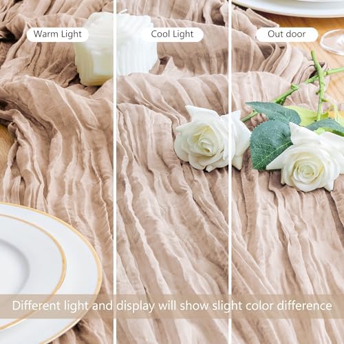 Asee'm Nude Pink Cheesecloth Table Runner Fall Boho Rustic Sheer Gauze 10FT