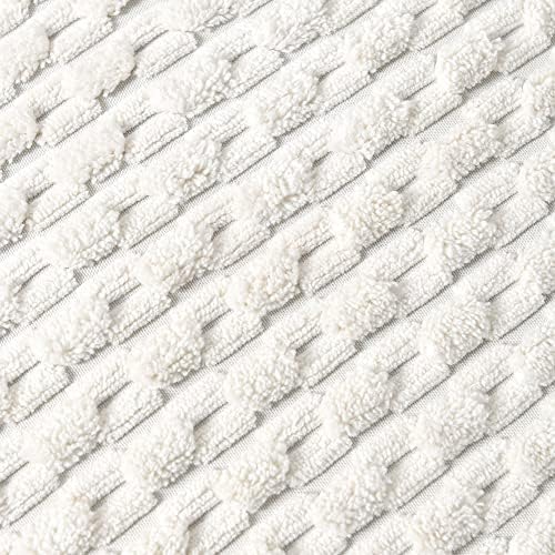 Fancy Homi Set of 2 Cream White Decorative Throw Pillow Covers 20x20 Inch with Pom-poms for Couch Bed Sofa, Modern Farmhouse Boho Home Decor, Soft Plush Corduroy Cute Cushion Case 50x50 cm