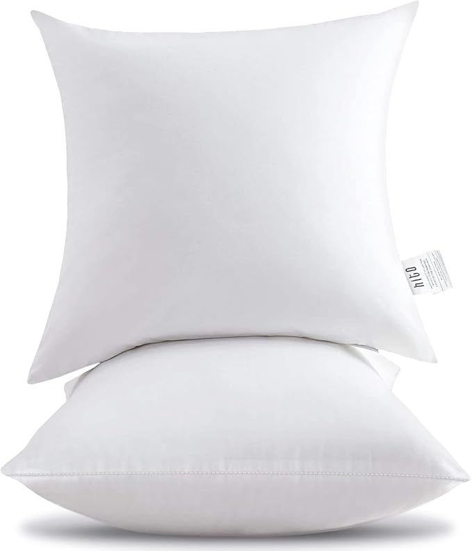 HITO 24x24 Pillow Inserts (Set of 2)- 100% Cotton Covering Down Alternative Throw Pillows White for Couch Bed Sofa