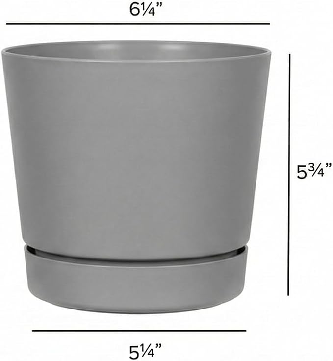 Root & Vessel Majestic Full Depth Round Cylinder Pot, Glossy Gray, 6-Inch (10060)