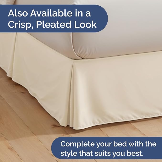 Bedskirt Queen Size Ruffle - Ruffled Bed Skirt - 12 Inch Drop - Off White | Bedskirt with Platform, Ultra-Soft Premium Hotel Quality, Wrinkle Free, Fade & Shrink Resistant, for Women, Men, Kids & Teens