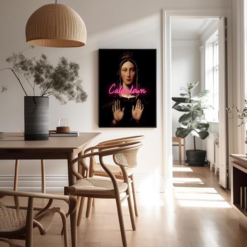 Poster Master Calm Down Print - The Virgin With The Crown Poster - Altered & Pop Art - Housewarming Gift for Men & Women - Chic Decor for Bedroom, Living Room or Dorm - 8x10 UNFRAMED Wall Art