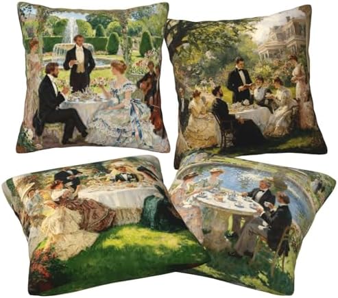 Victorian Garden Throw Pillow Covers Set of 4 Decorative Soft Double Sided Print Pillow Case Farmhouse Home Decor for Living Room Sofa Couch 18x18