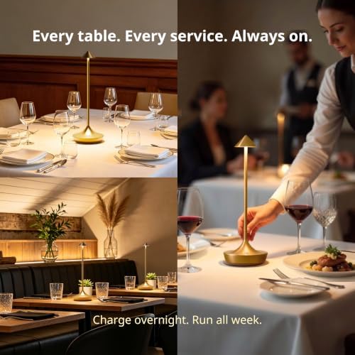 Cordless Rechargeable Table Lamp, Long-Lasting 60-Hr Battery, Dimmable LED