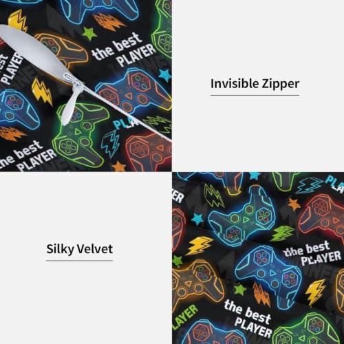 Perinsto Gamer Gaming Throw Pillow Covers Set of 2 Colorful Game Gamepads Decorative Pillowcases Soft Cushion Covers for Sofa Couch Bed Home Decor, 20"X20"