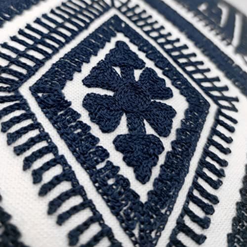 Alysheer Boho Embroidered Throw Pillow Cover 18"x18" Set of 2, Navy Blue