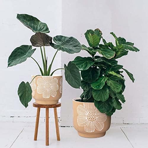 Ceramic Plant Pots, 8+6 Inch, 2 Pcs Indoor Planters with Drainage Holes