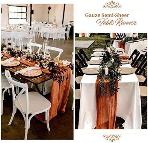 6 Pack Terracotta Cheesecloth Table Runner, Extra Wide 35x120 Inch