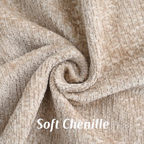 FUTEI Pack of 2 Chenille Soft Throw Pillow Covers 18x18 Inch, Oatmeal