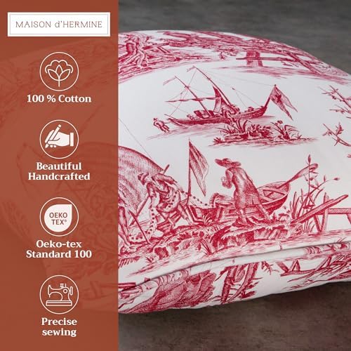 Maison d' Hermine Throw Pillow Covers 100% Cotton (20" x 20" - Pack of 1)