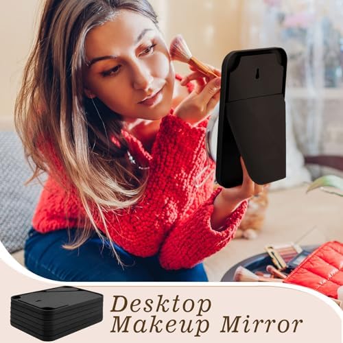 24 Pack 8x5 In Desk Makeup Mirror with Stand and Hanging Hole,Black